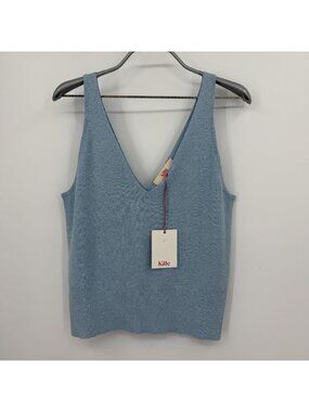 Kilte Collection Rei Tank in Light Blue Cotton-Cashmere size 3/L-XL V-Neck Top